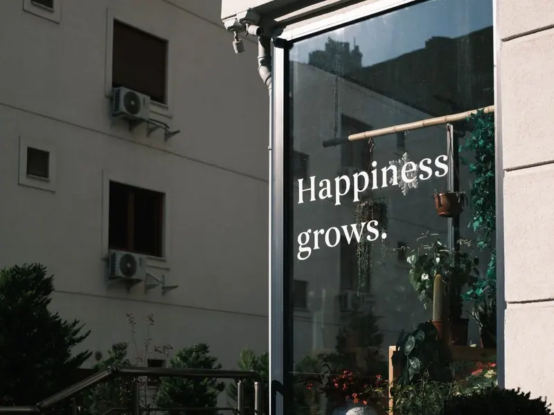 White text on a glass shopfront